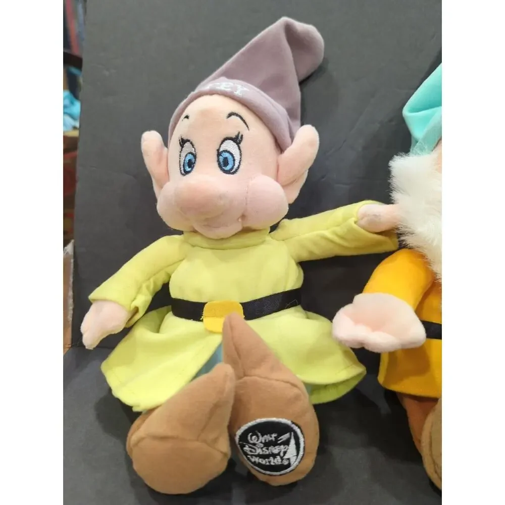 Walt Disney World Plush Mini Beanbag Dopey, Happy, Bashful Dwarfs W/Orig‎ Tag